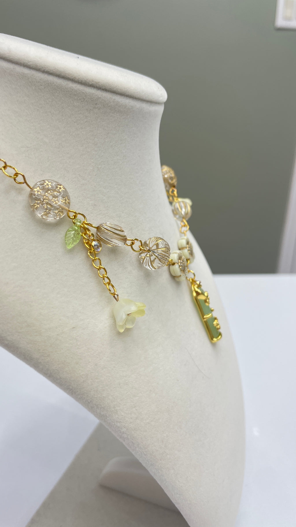 Green Cherry Blossom Necklace