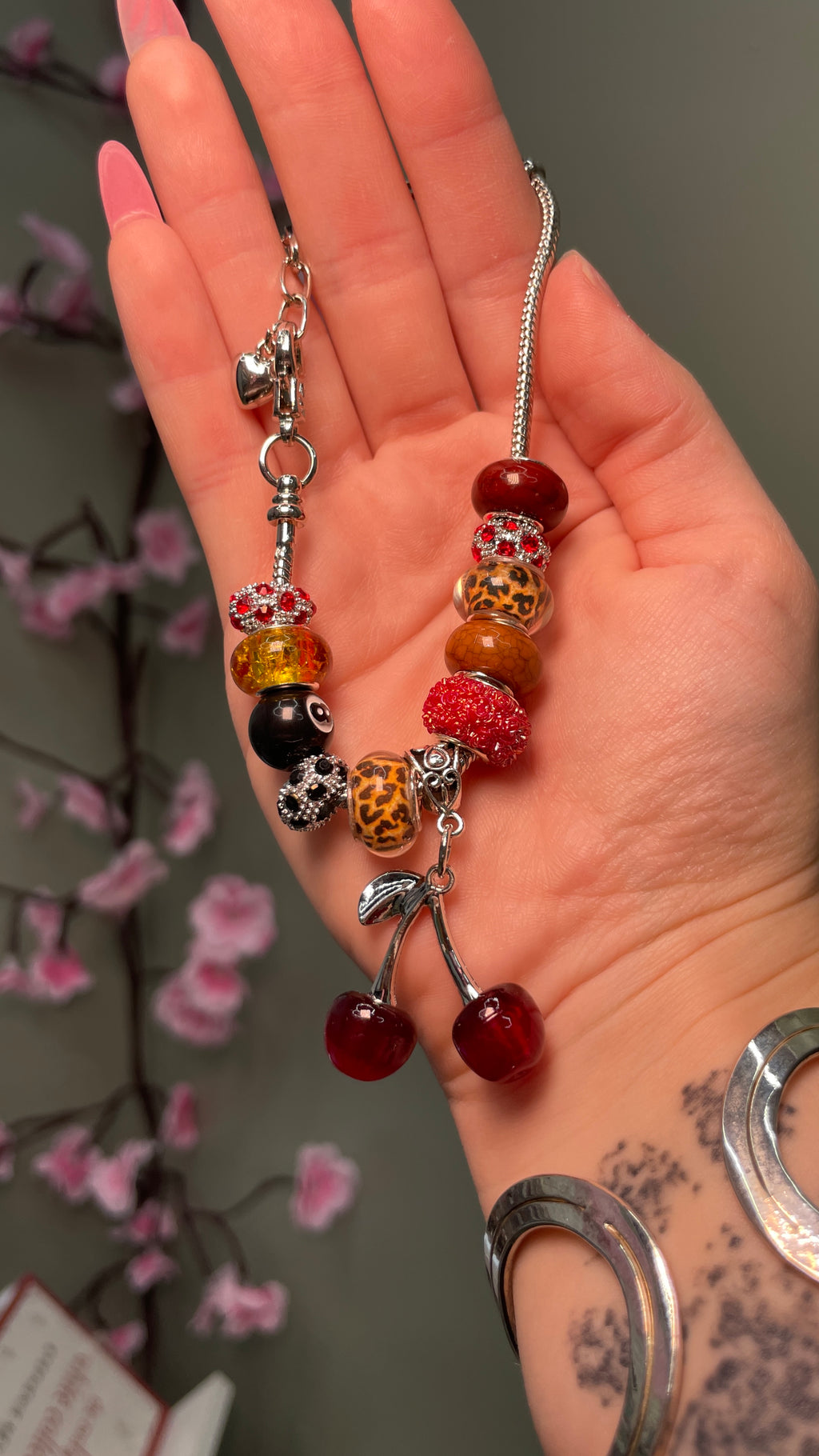 Pandora Style Bracelet Eight Ball Cherry