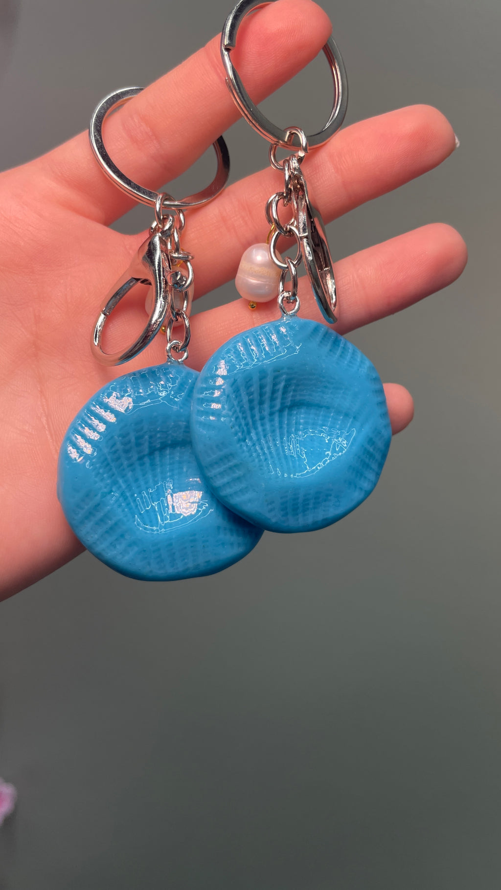 Seashell Print Worry Stone Keychain