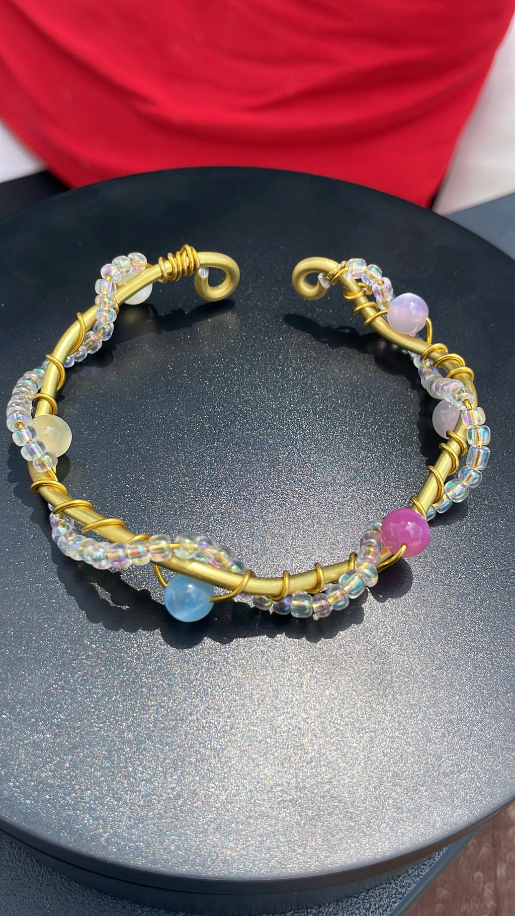 Wire Wrap UV Reactive Beaded Bracelet