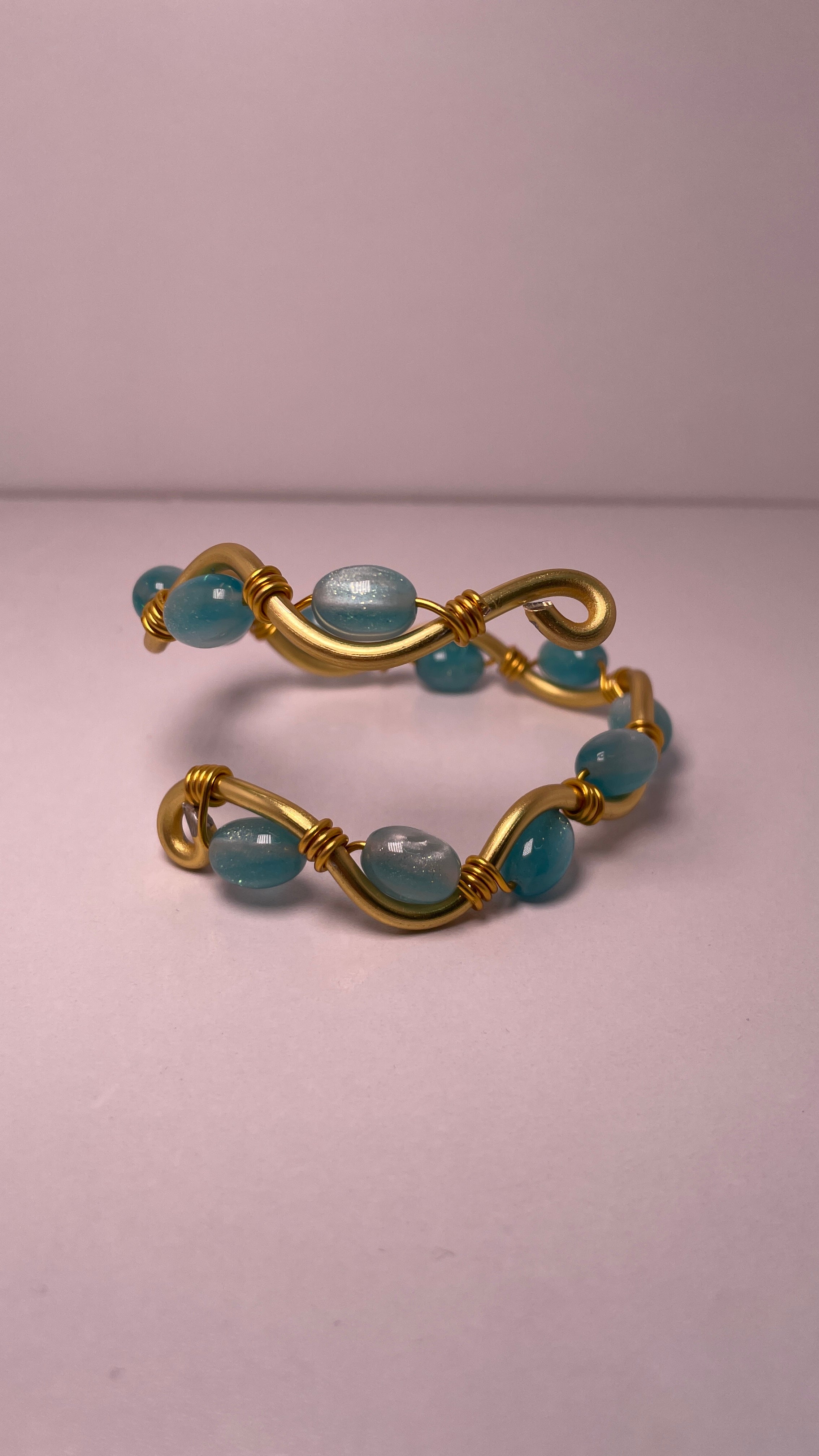 Turquoise UV Reactive Wire Wrap Bracelet