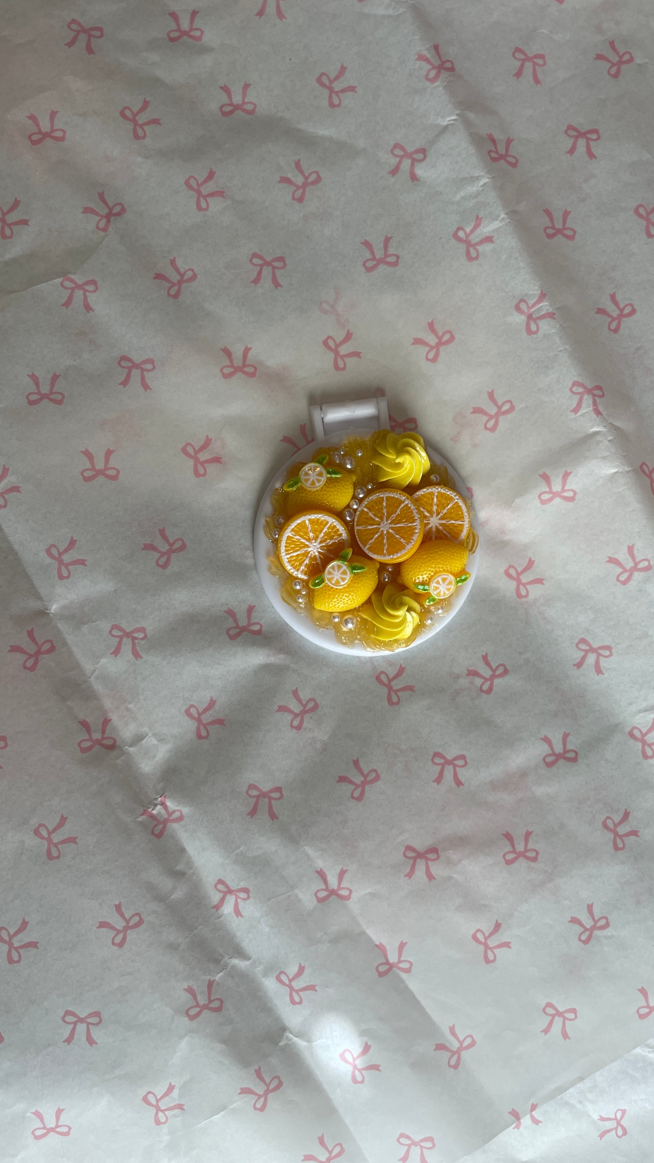 Lemon Summer Charm Decoden Compact Mirror