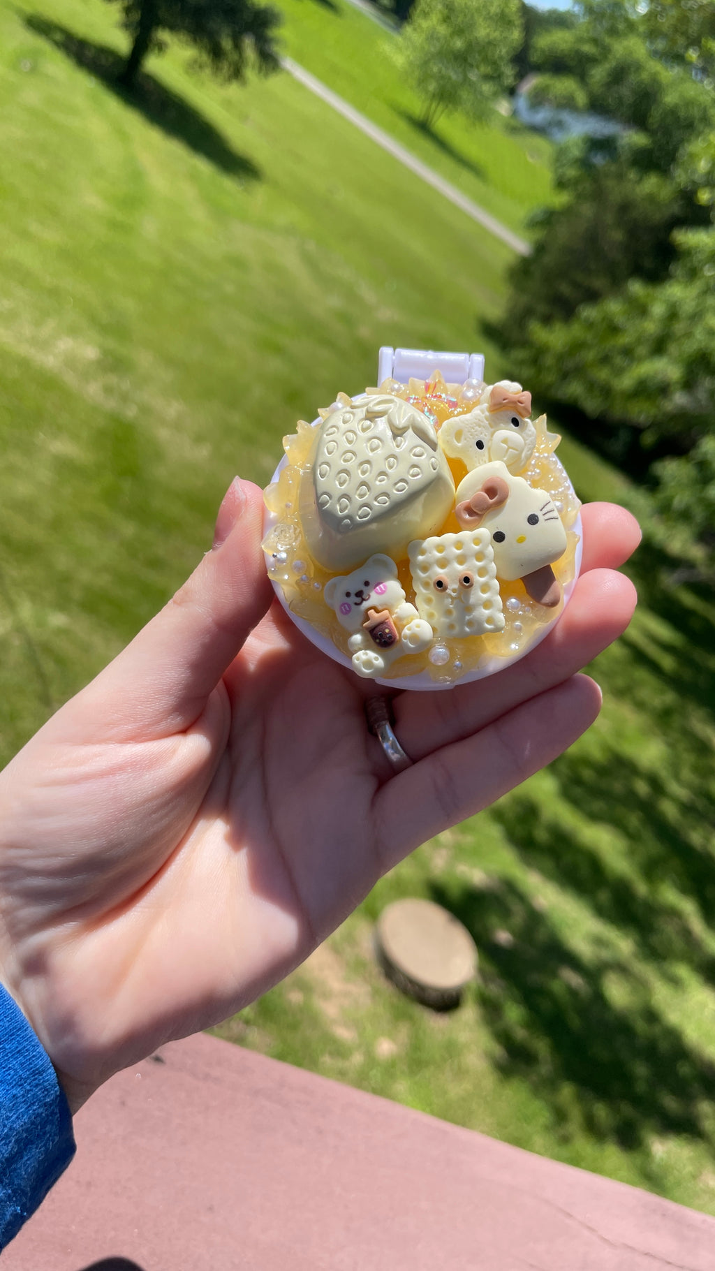 Yellow Charm Decoden Compact Mirror