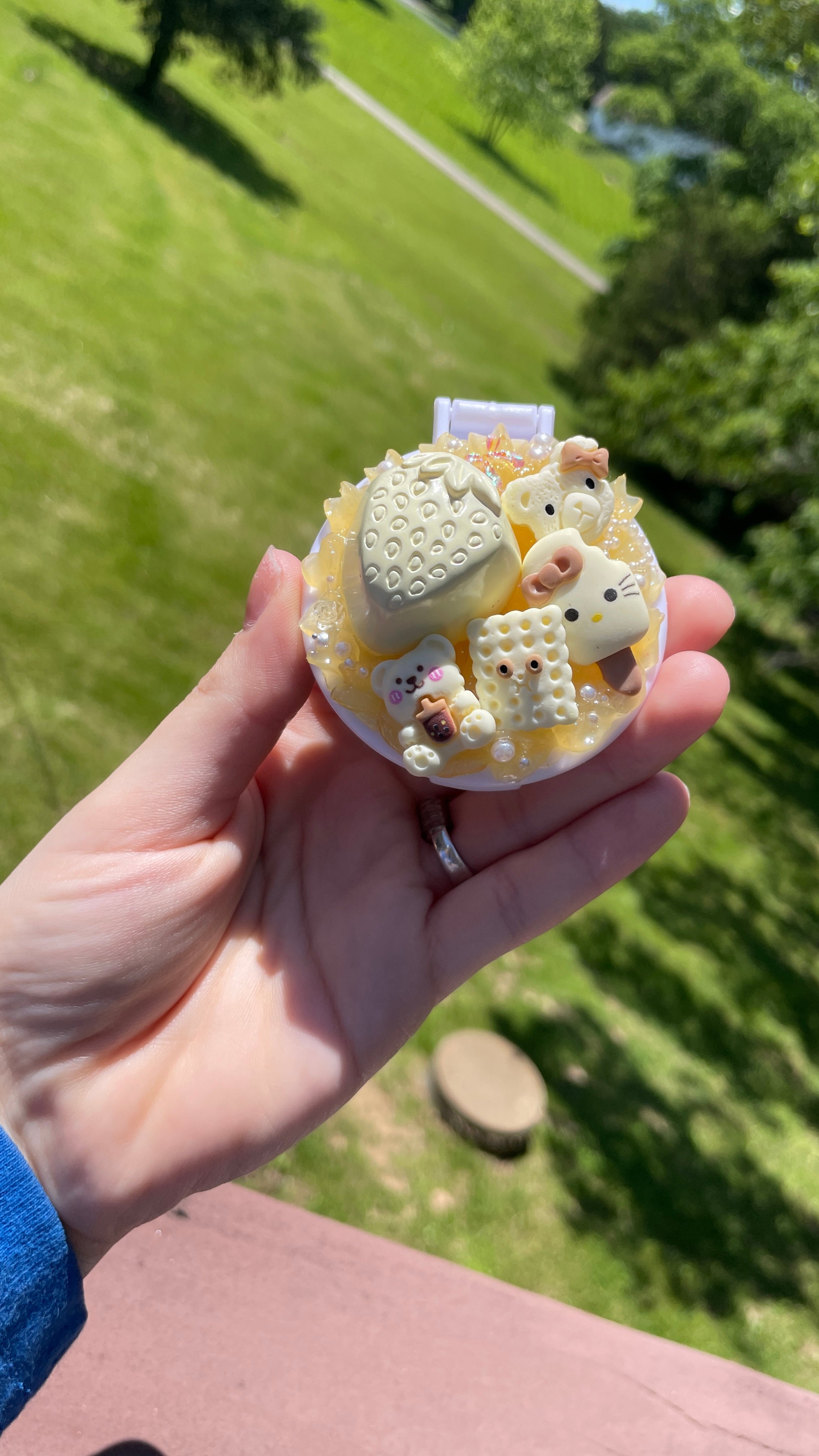 Yellow Charm Decoden Compact Mirror