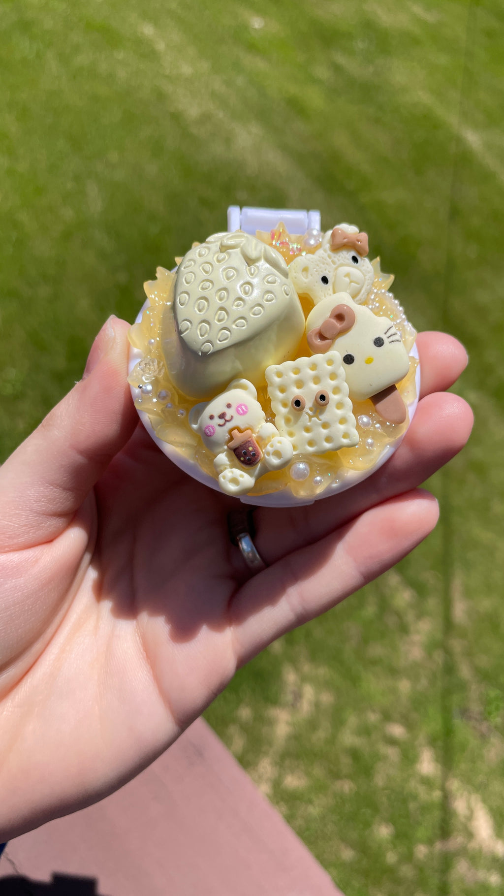Yellow Charm Decoden Compact Mirror