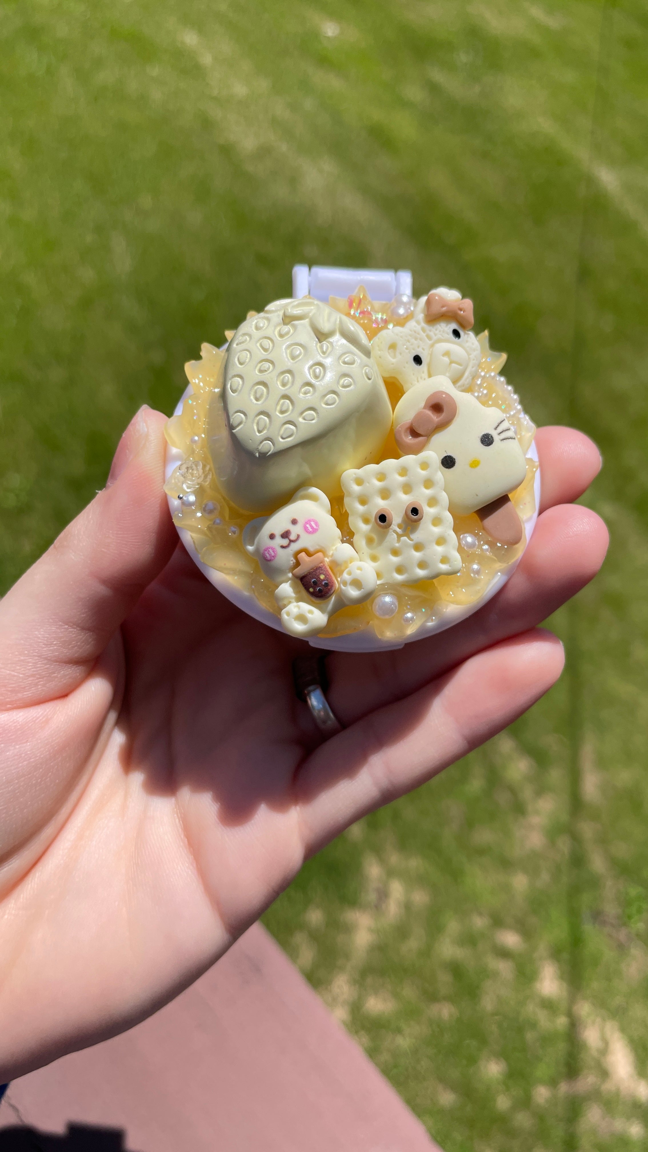 Yellow Charm Decoden Compact Mirror