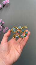 Turquoise UV Reactive Wire Wrap Bracelet