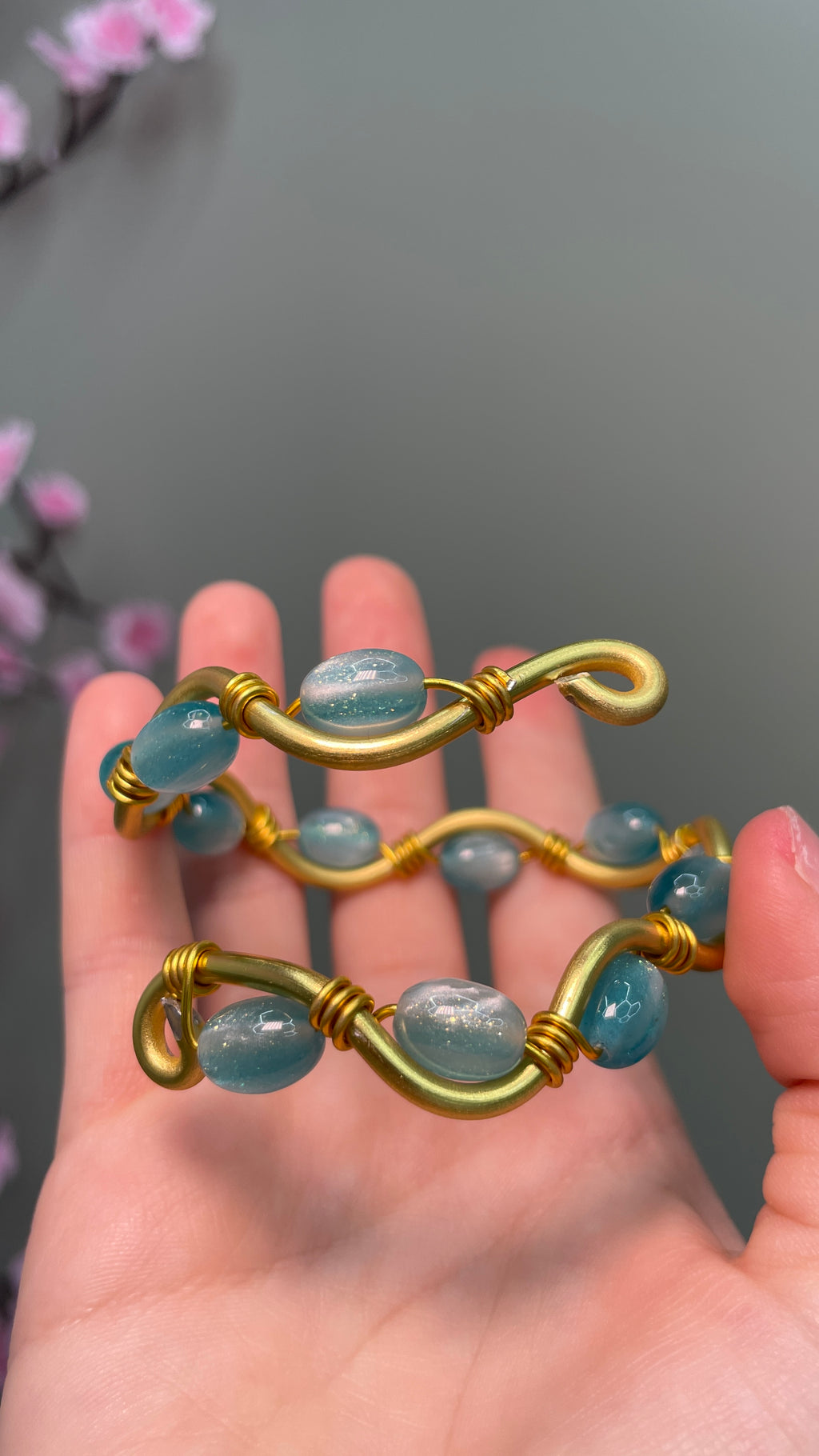 Turquoise UV Reactive Wire Wrap Bracelet