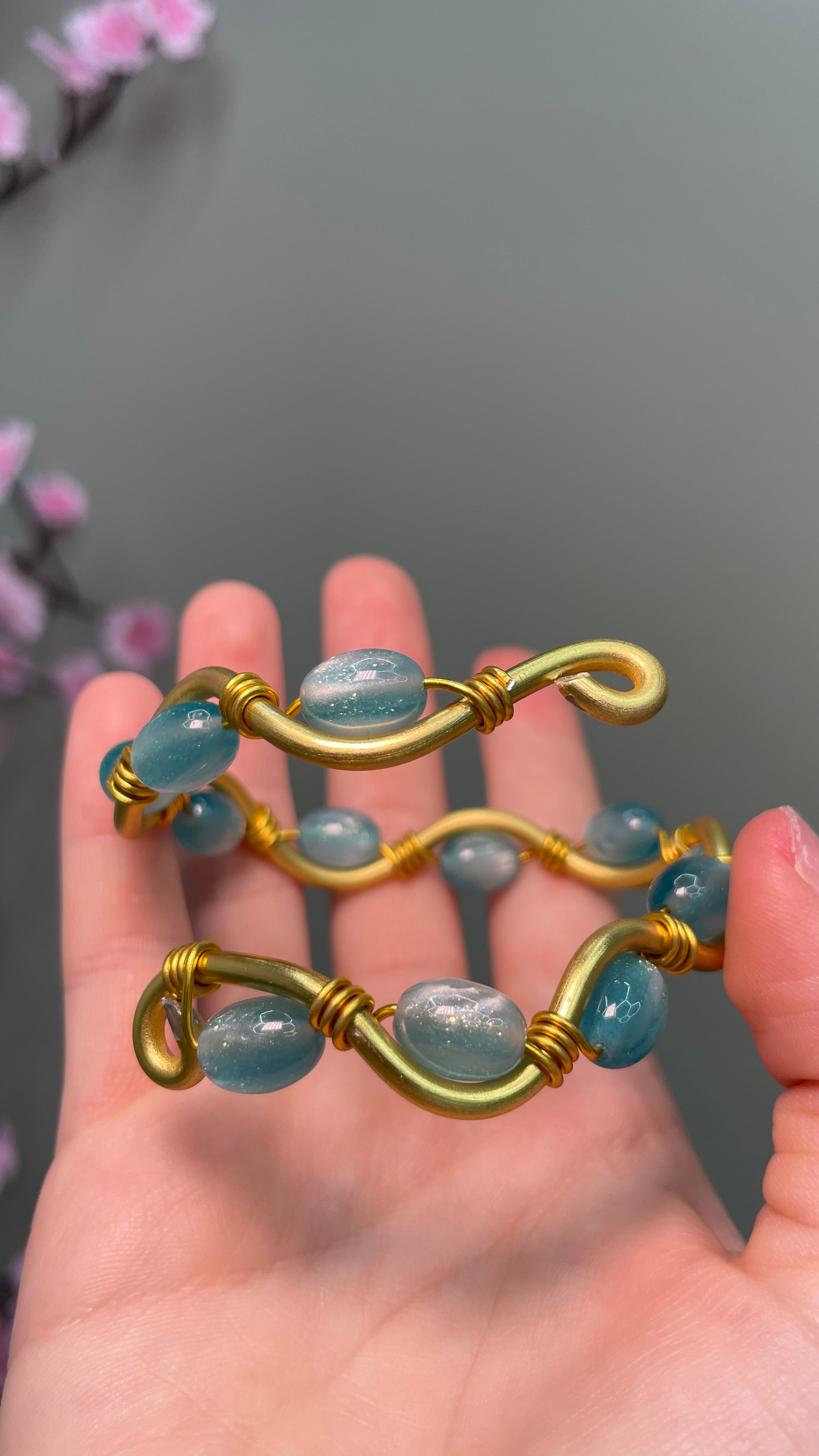 Turquoise UV Reactive Wire Wrap Bracelet