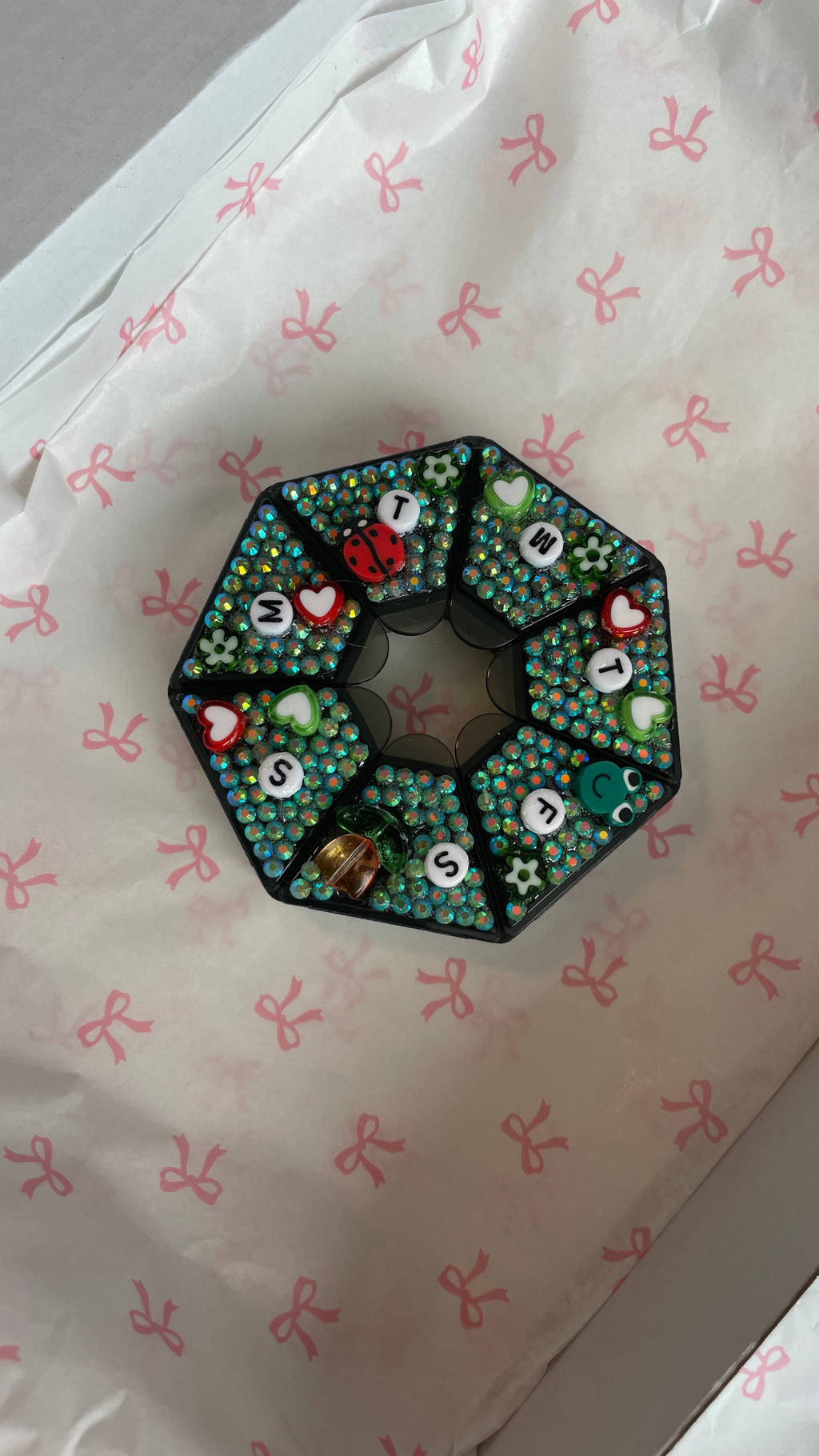 Spring Bug Beaded Pill Case