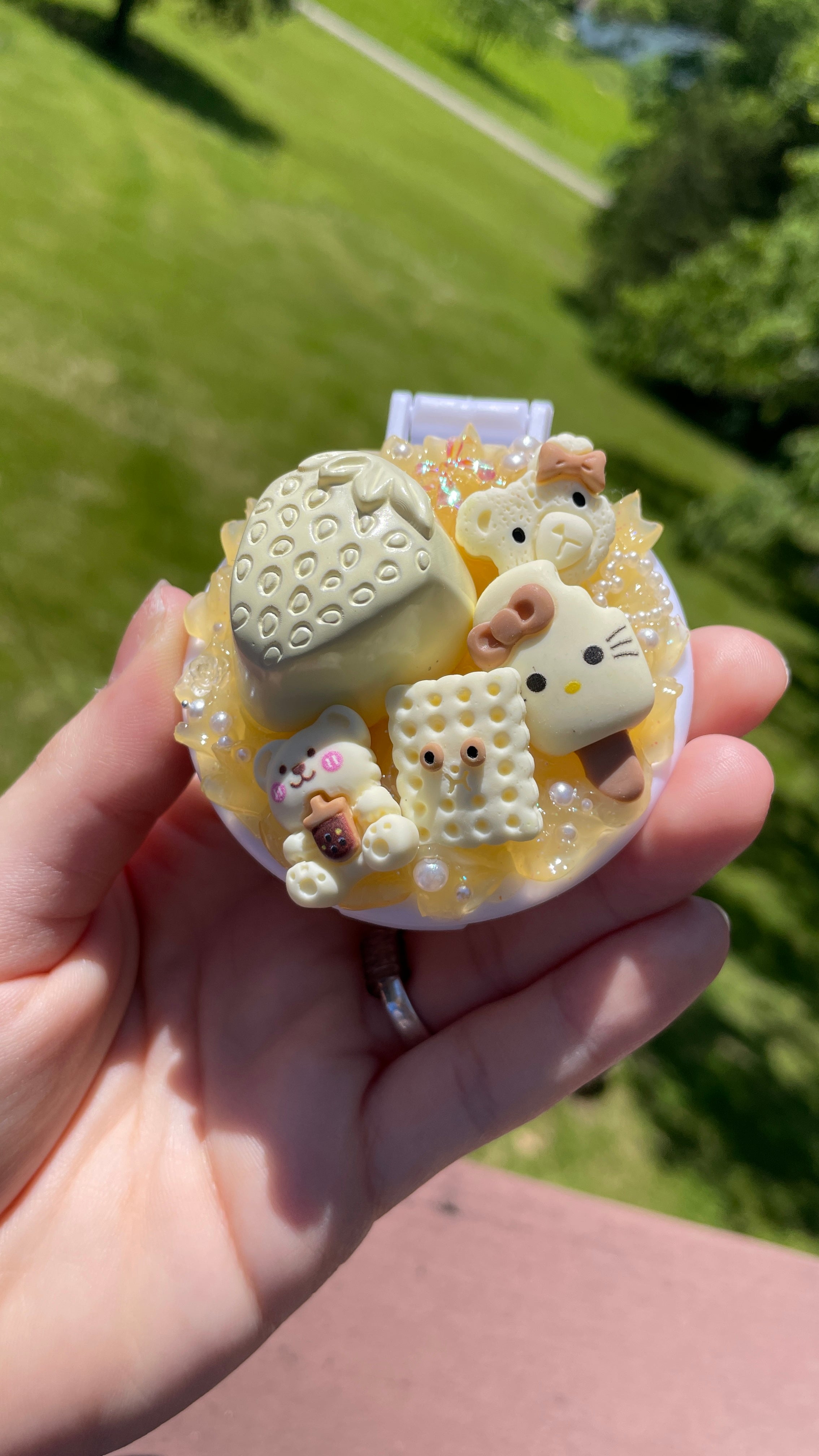 Yellow Charm Decoden Compact Mirror