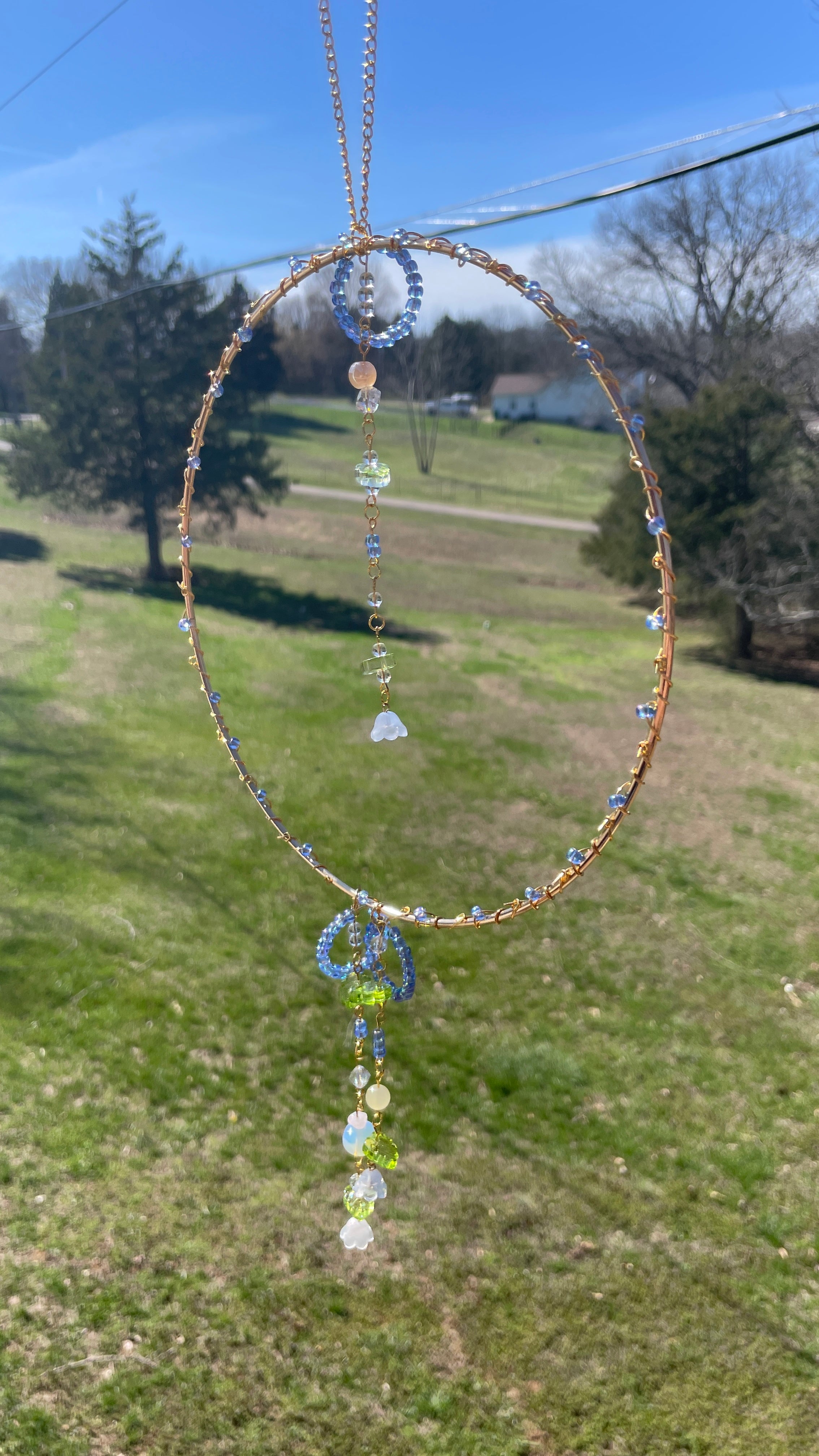 Beaded Flower Blue Sun Catcher