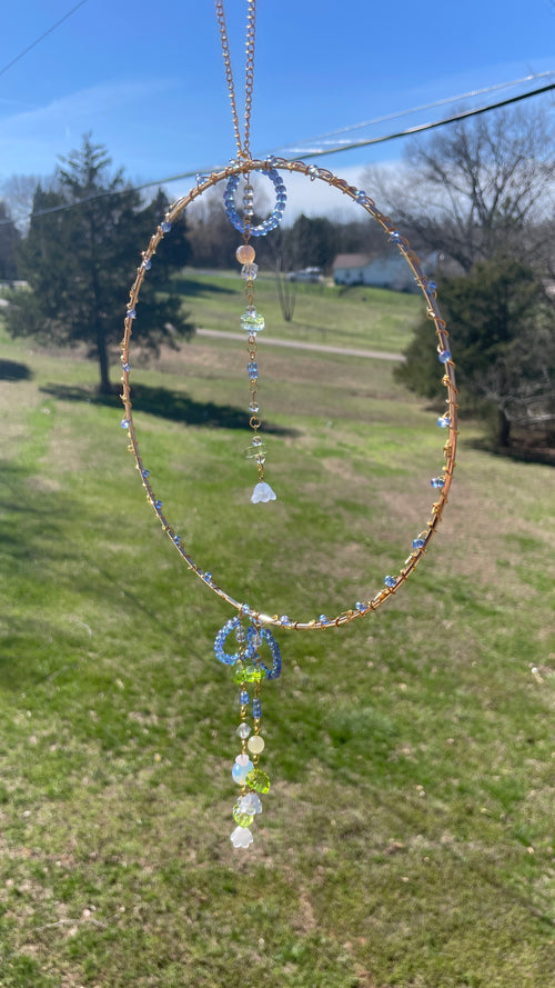 Beaded Flower Blue Sun Catcher
