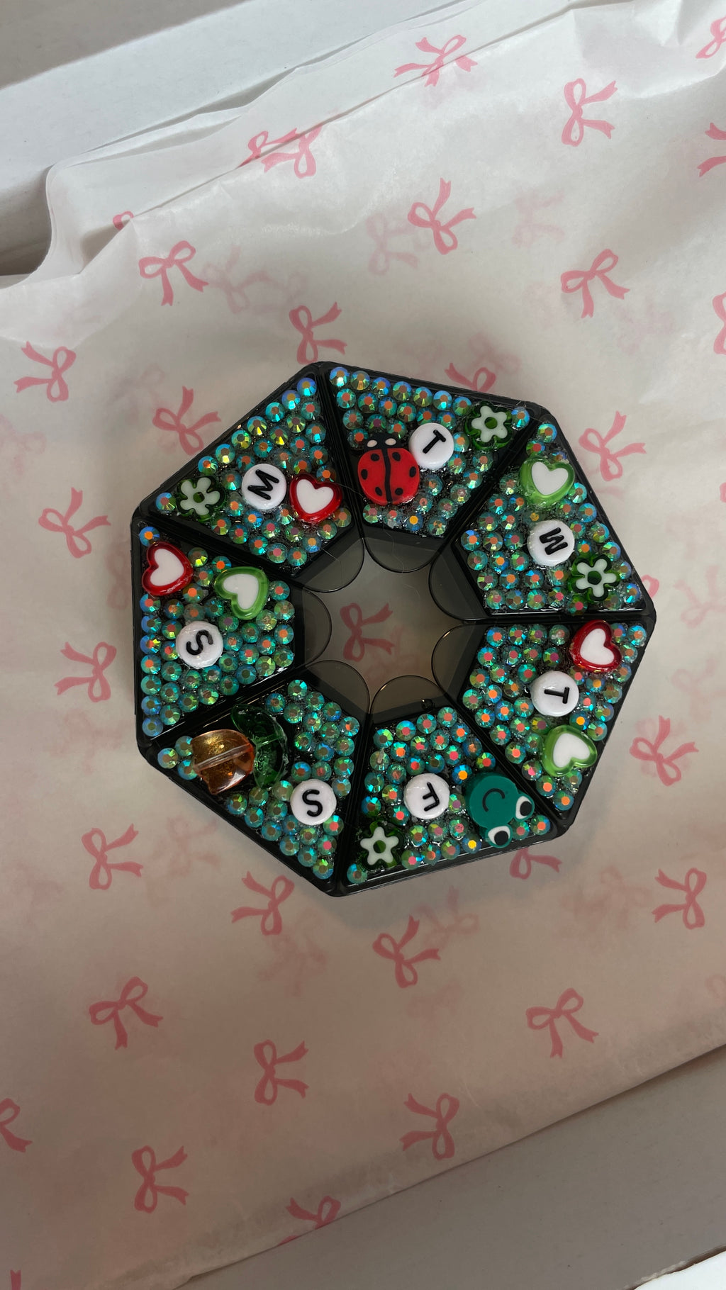 Spring Bug Beaded Pill Case