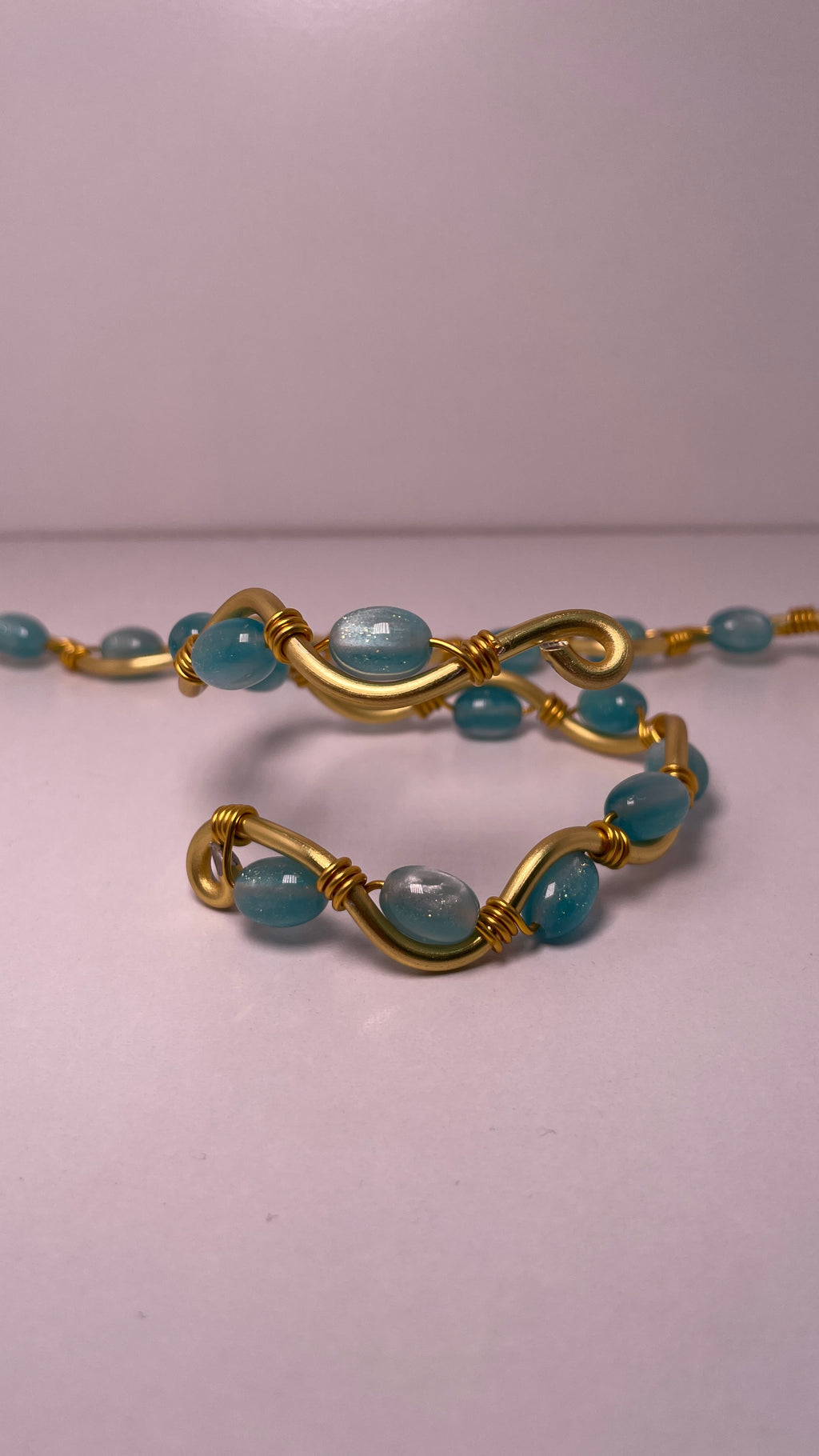 Turquoise UV Reactive Wire Wrap Bracelet