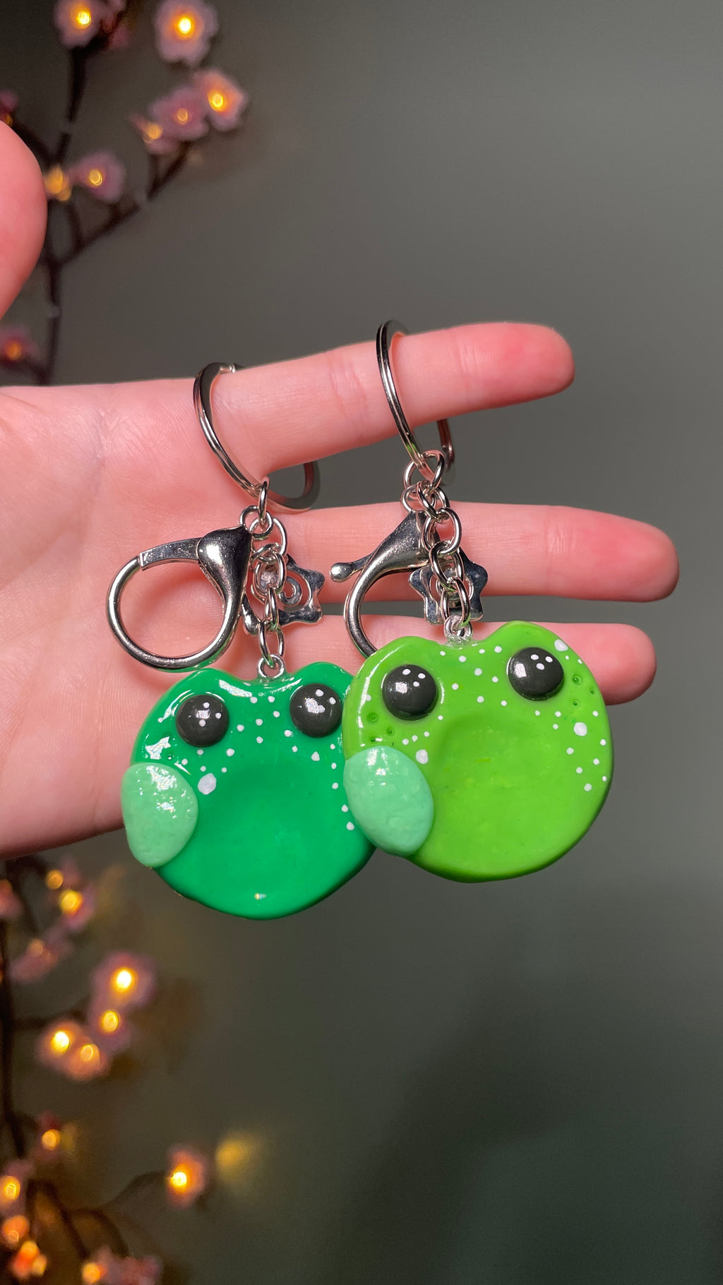 Frog Polymer Clay Worry Stone Keychain
