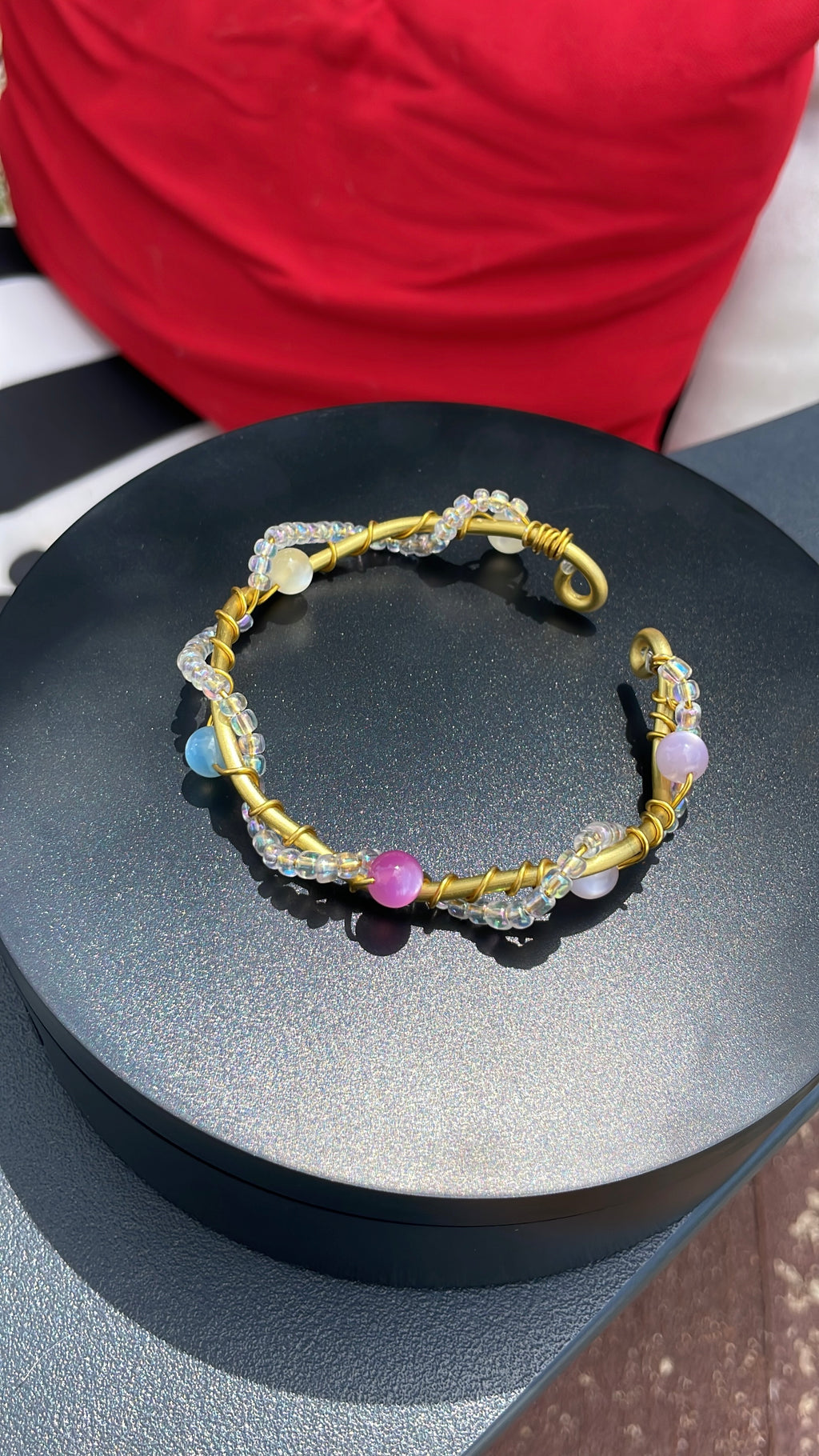 Wire Wrap UV Reactive Beaded Bracelet