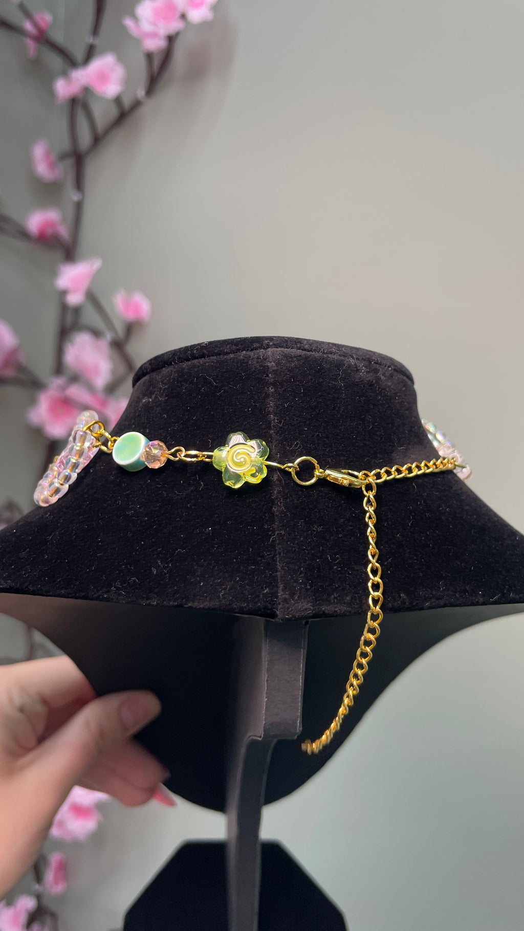 Whimsical Beaded Wire Choker Necklace