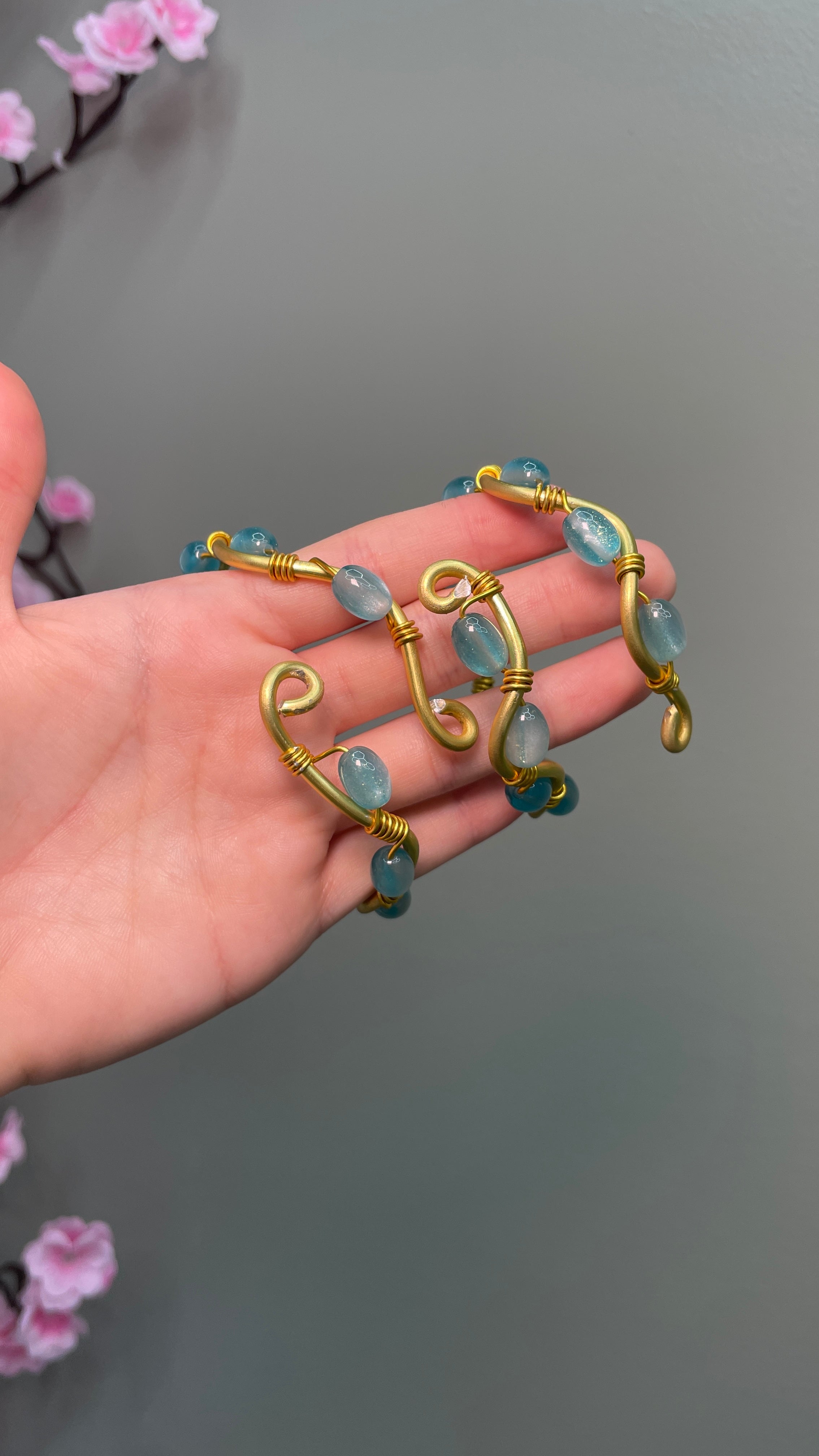 Turquoise UV Reactive Wire Wrap Bracelet