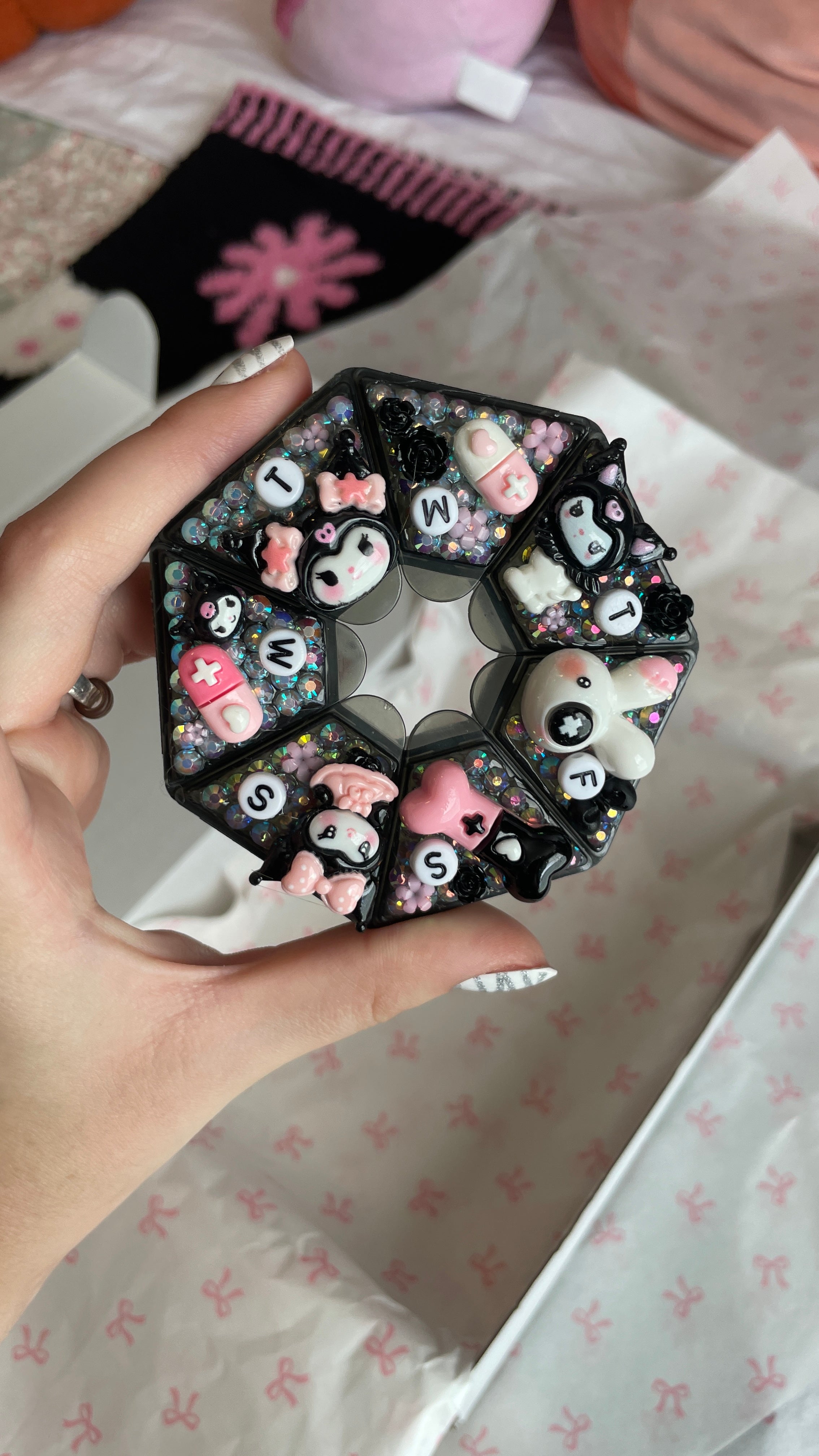 Kuromi Goth Beaded Pill Case