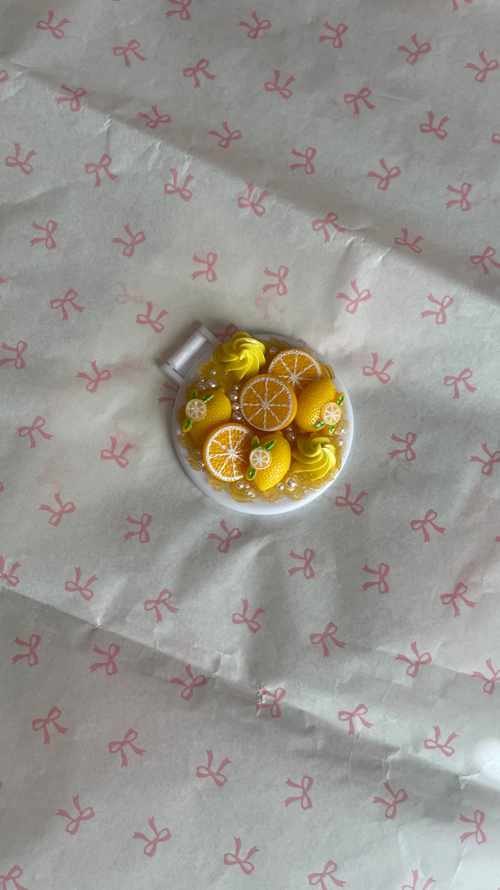 Lemon Summer Charm Decoden Compact Mirror