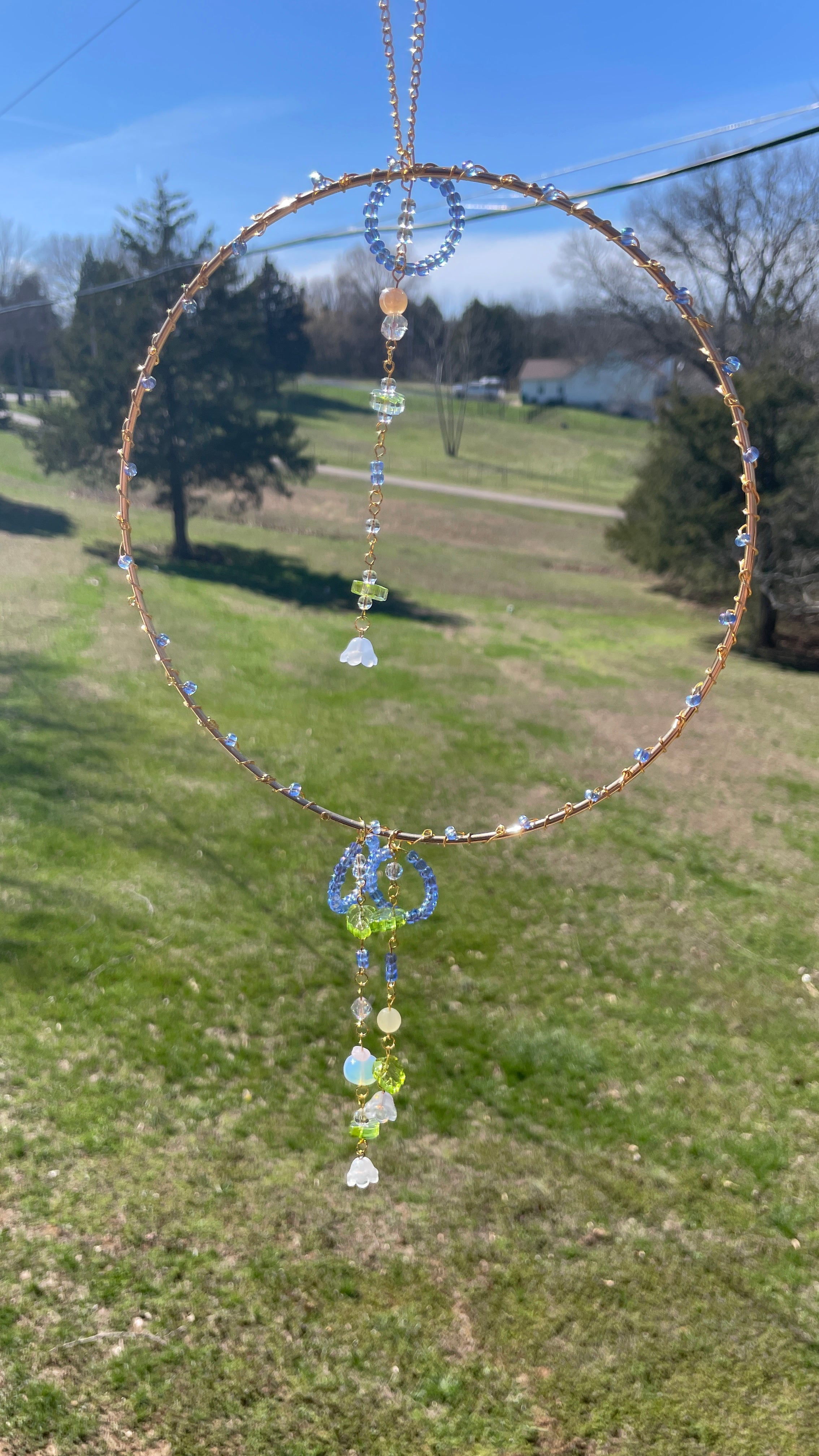 Beaded Flower Blue Sun Catcher