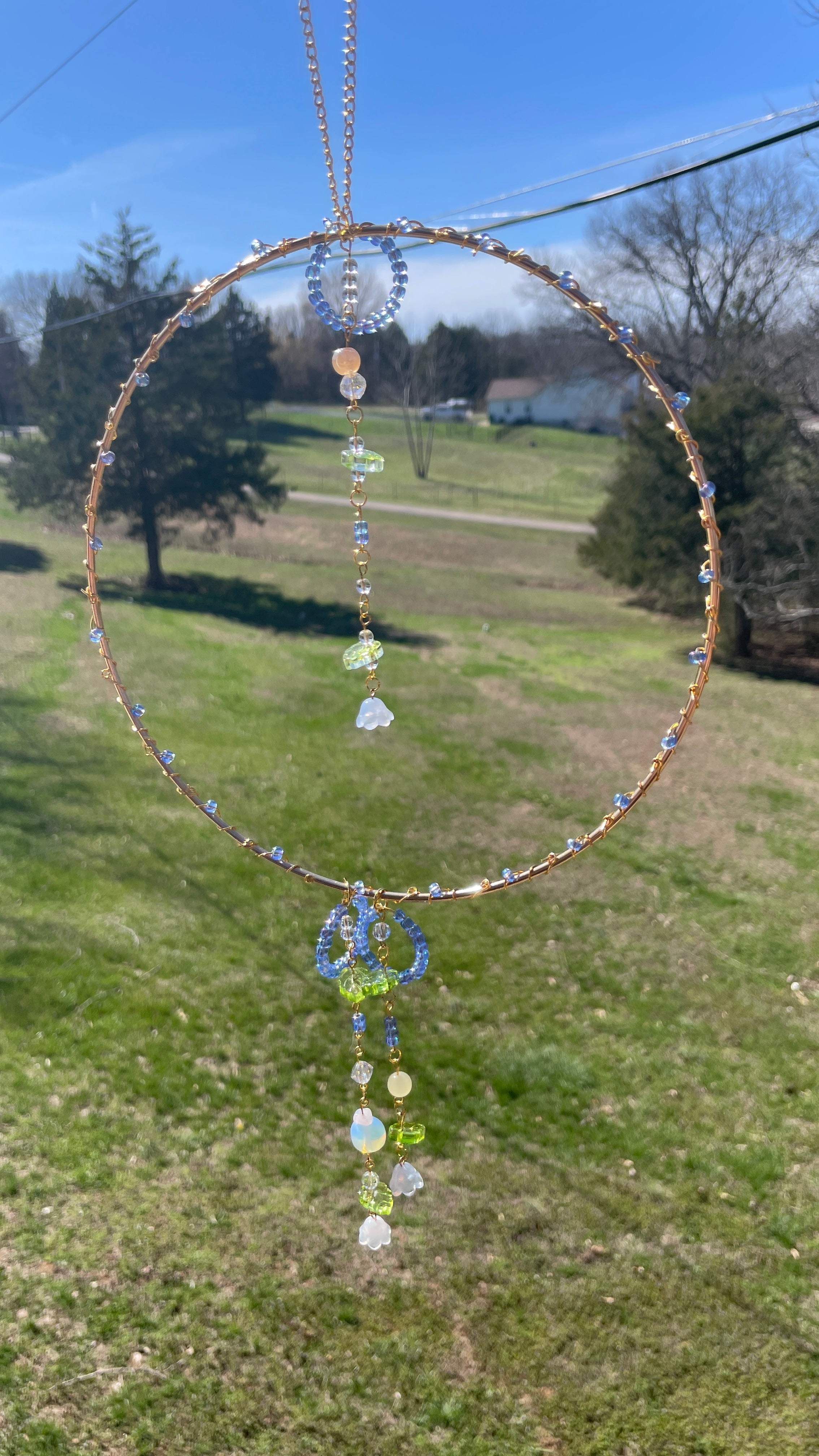 Beaded Flower Blue Sun Catcher