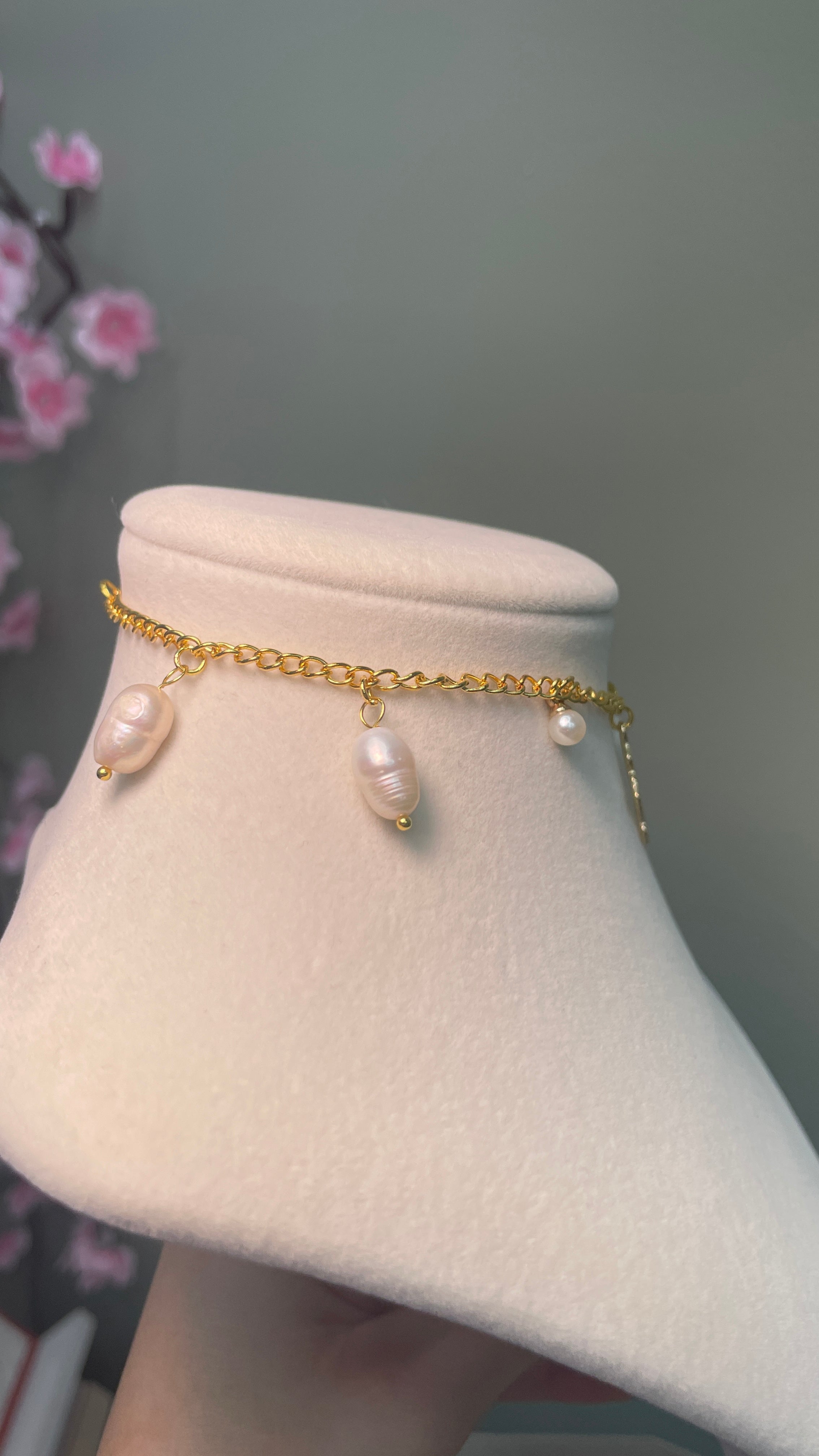 Cross and Pearl Shell Anklet