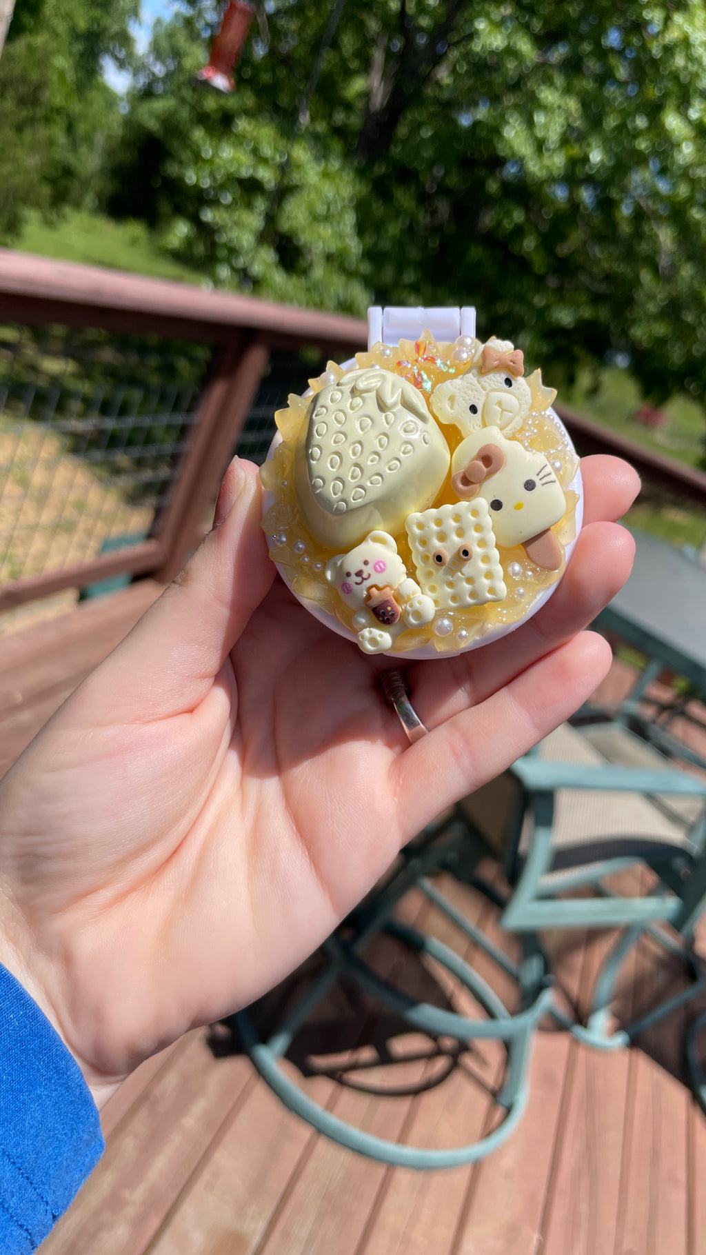 Yellow Charm Decoden Compact Mirror