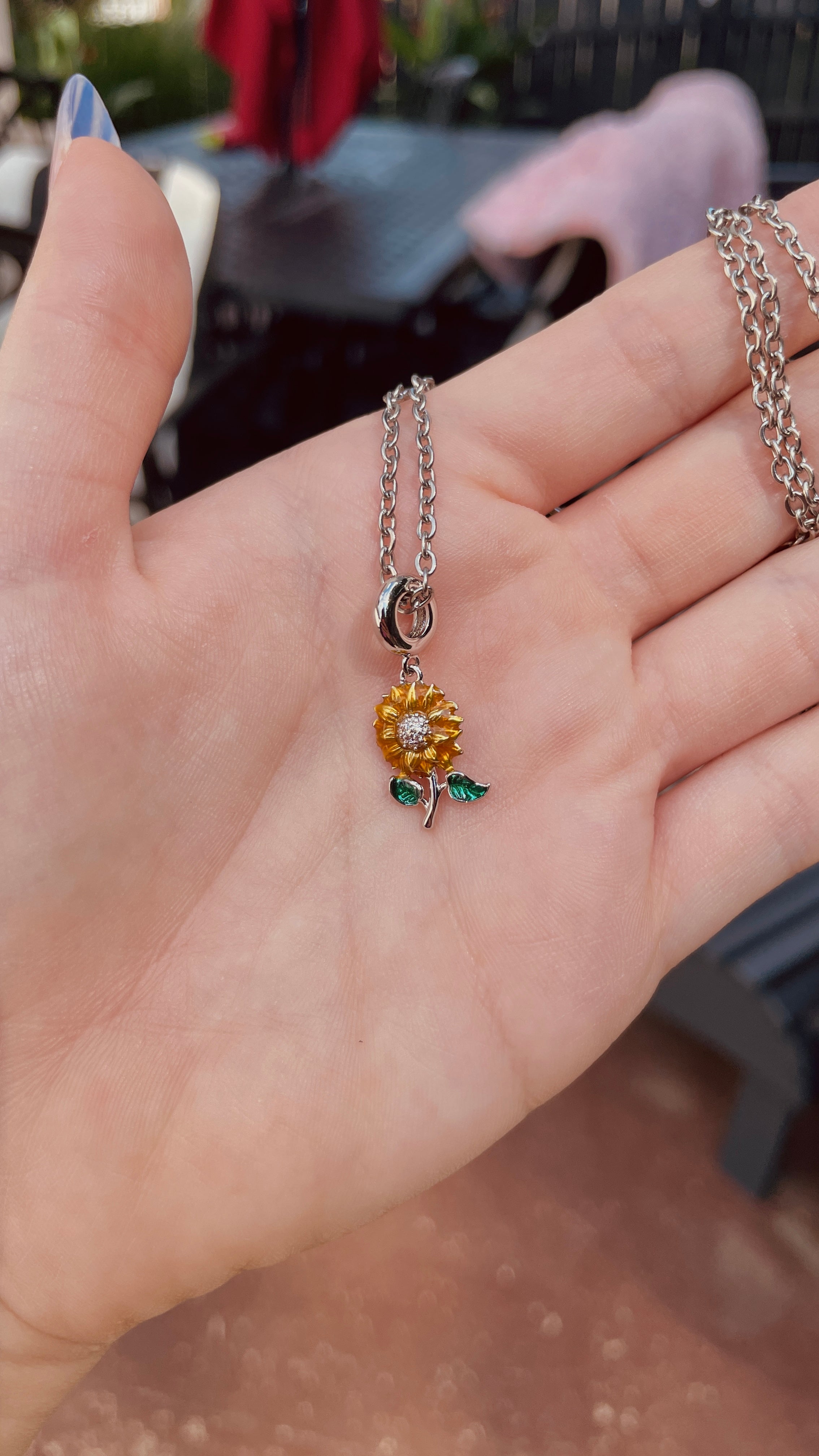 Sunflower Sterling Silver Necklace
