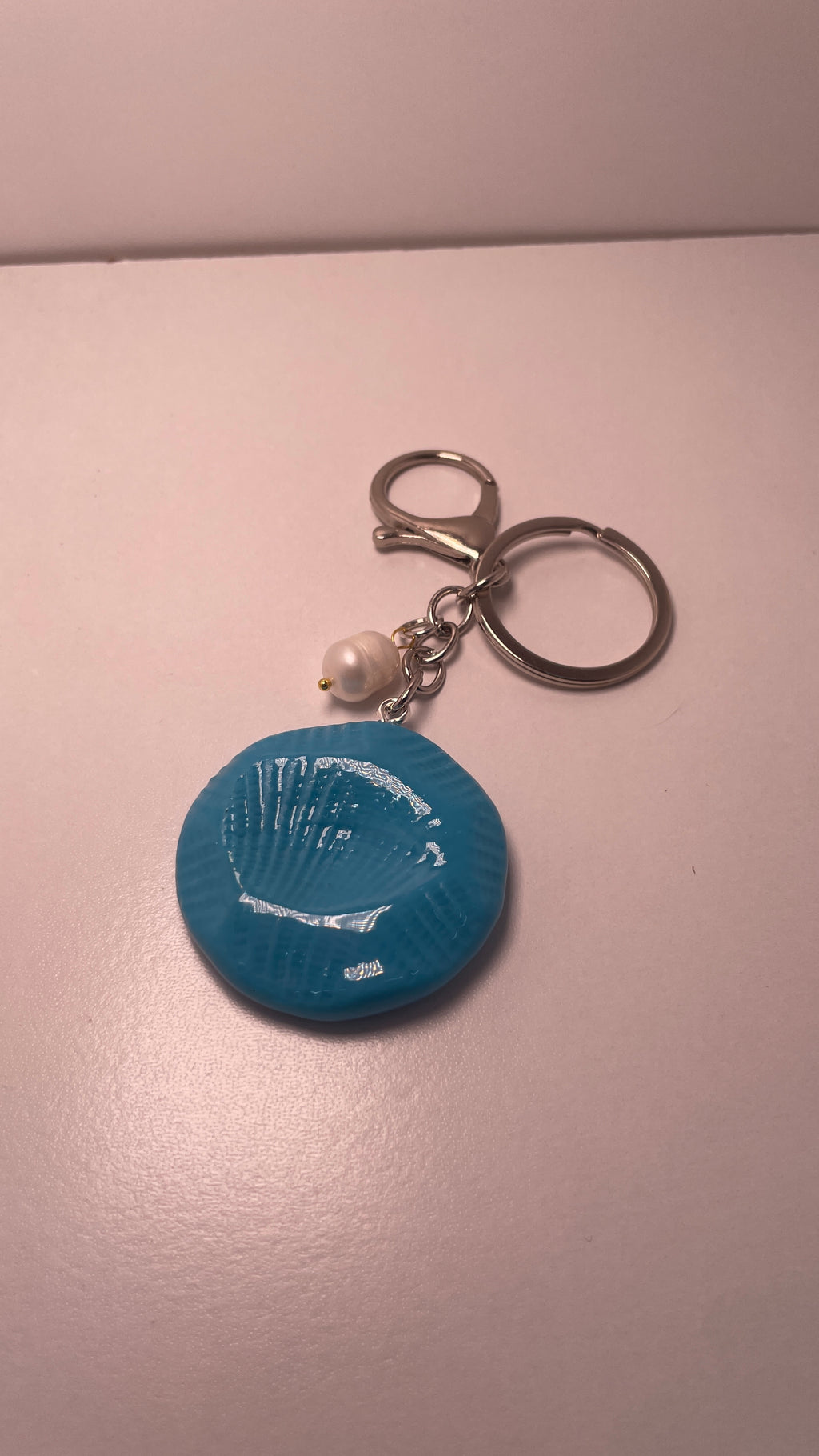 Seashell Print Worry Stone Keychain