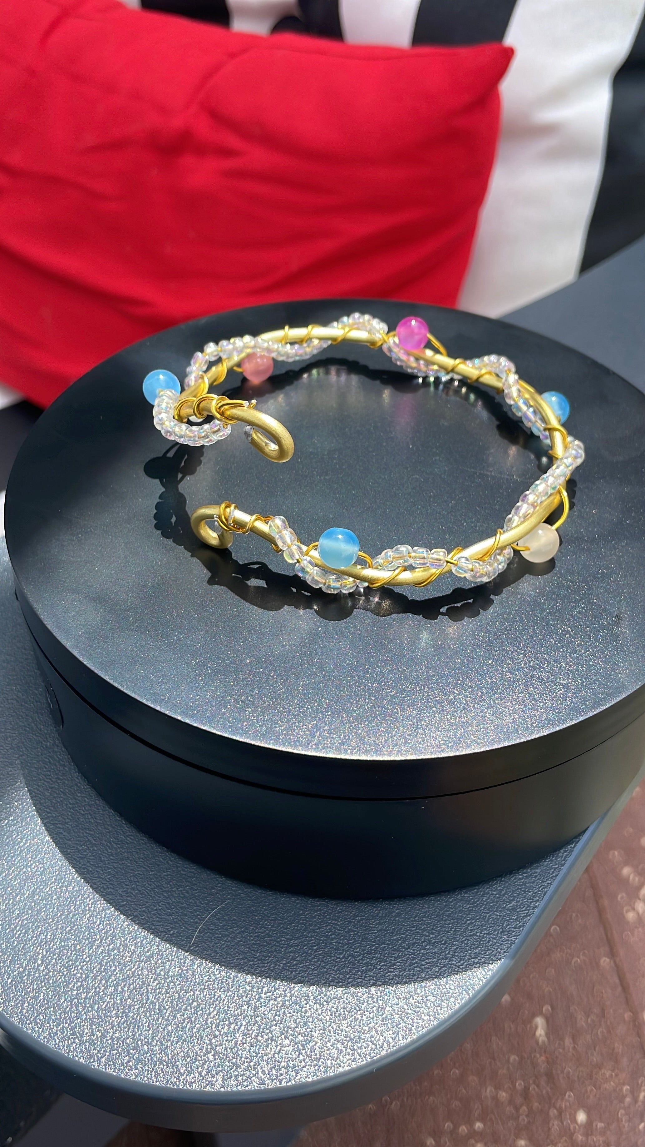 Wire Wrap UV Reactive Beaded Bracelet