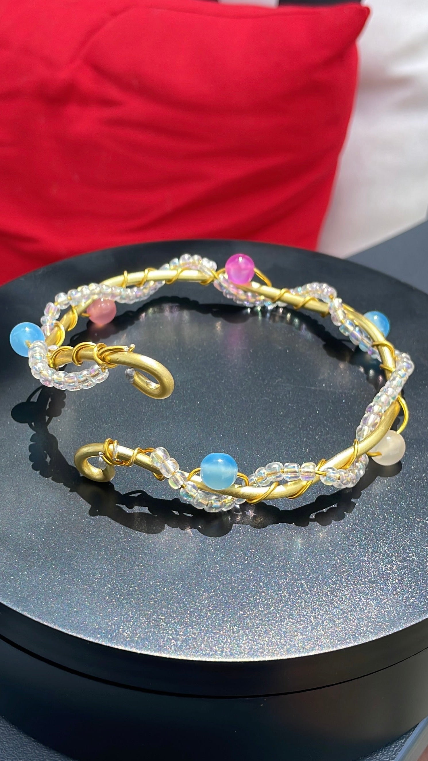 Wire Wrap UV Reactive Beaded Bracelet
